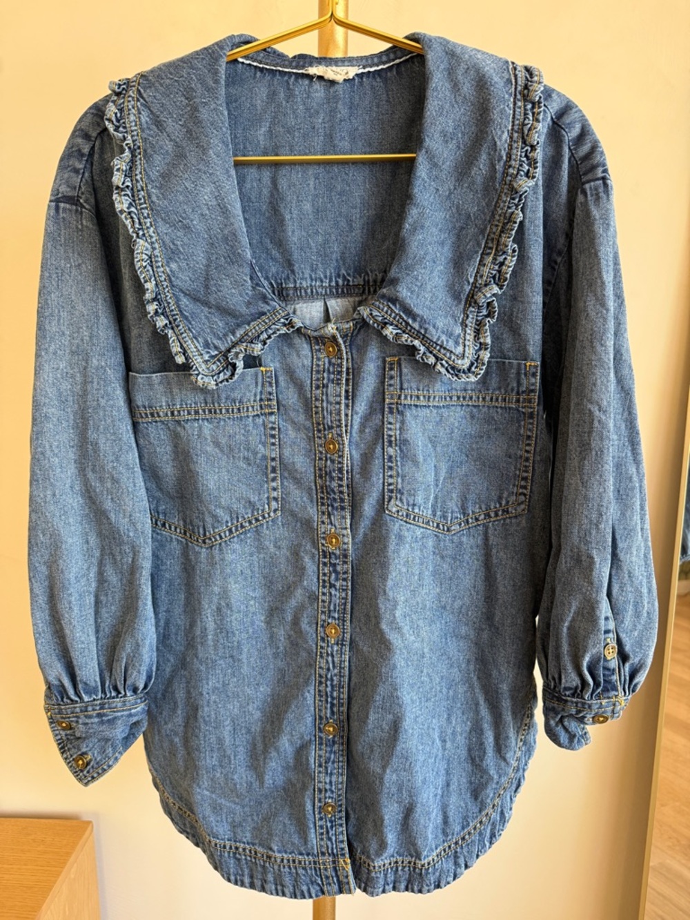 Pilcro Denim Button-Down Shirt Jacket in Light Blue